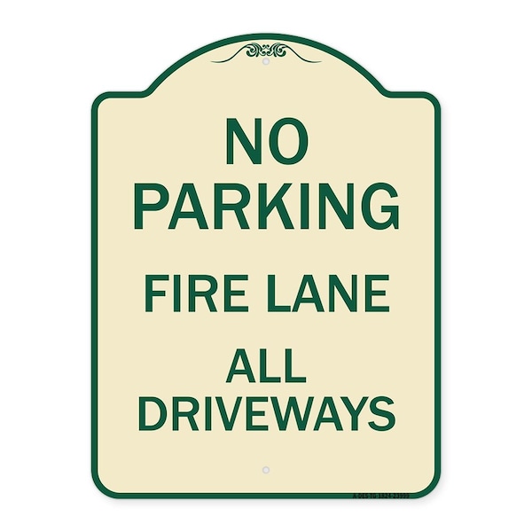 Signmission Fire Lane All Driveways Heavy-Gauge Aluminum Architectural Sign, 24" x 18", TG-1824-23999 A-DES-TG-1824-23999 - main